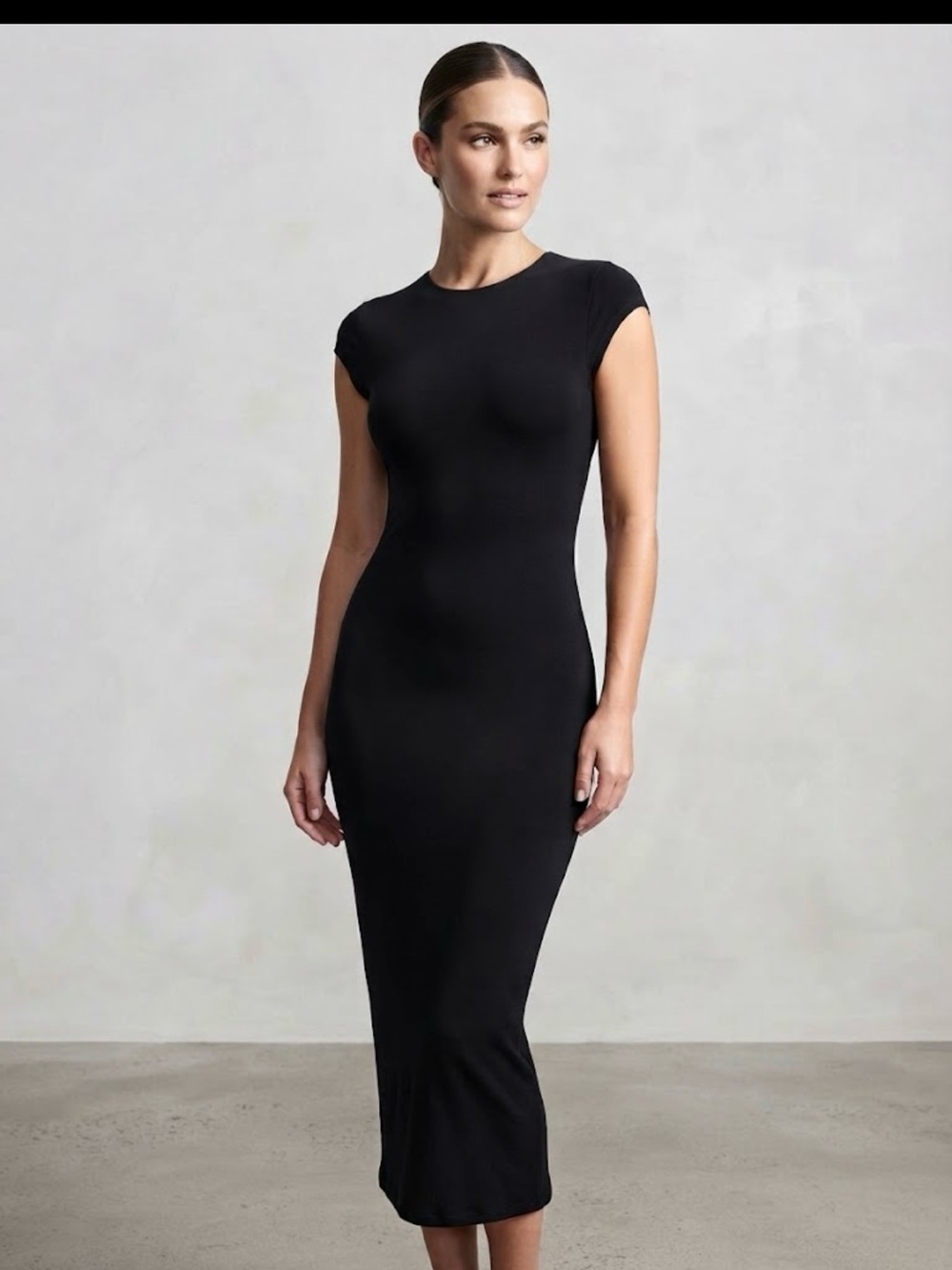 Express Black Cap-Sleeve Maxi Dress